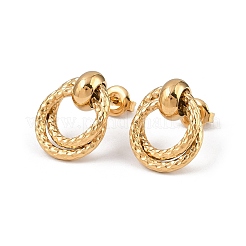 304 Stainless Steel Textured Ring Stud Earrings&nbsp;EJEW-P324-04G