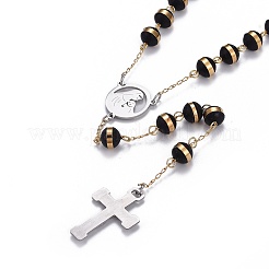 304 Stainless Steel Rosary Bead Necklaces for Easter&nbsp;NJEW-L159-03GP