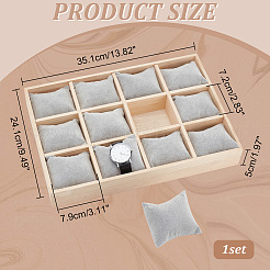 12 Slots Wooden Watch Organizer Trays&nbsp;AJEW-WH0471-143B