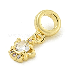 Rack Plating Brass Micro Pave Clear Cubic Zirconia European Dangle Pendants&nbsp;KK-Z067-31G