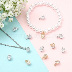 20Pcs 2 Colors Alloy Clear Cubic Zirconia Charms&nbsp;ZIRC-YW0001-38