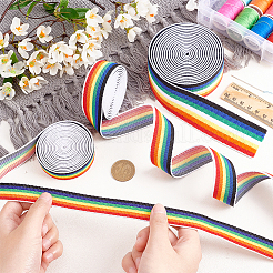 6 Yards 3 Style Flat Rainbow Color Polyester Elastic Cord/Band&nbsp;EC-FG0001-01