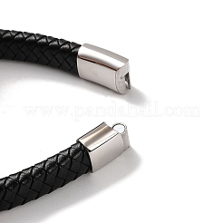 Men's Braided Black PU Leather Cord Bracelets&nbsp;BJEW-K243-22AS