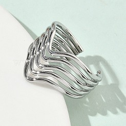 304 Stainless Steel Multi Layer Cuff Open Rings for Women&nbsp;RJEW-A095-06P