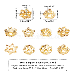 160Pcs 8 Style Rack Plating Alloy Flower Bead Caps&nbsp;KK-PH0003-60