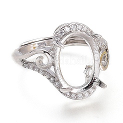 Adjustable Brass Micro Pave Clear Cubic Zirconia Solitaire Ring Settings&nbsp;ZIRC-I049-10