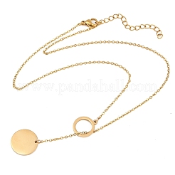 Adjustable 304 Stainless Steel Coin Pendant Lariat Necklaces&nbsp;NJEW-H093-01G