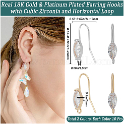 20Pcs 2 Colors Brass Earring Hooks&nbsp;KK-BBC0011-23