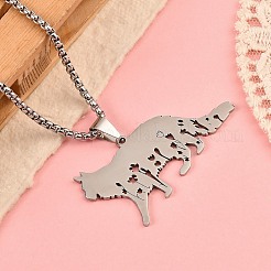 201 Stainless Steel Hollow Cat Shaped Pendant Box Chain Necklaces&nbsp;NJEW-M086-06P