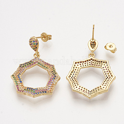 Brass Cubic Zirconia Stud Earrings&nbsp;EJEW-S201-135