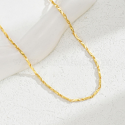 Delicate Brass Textured Bar Link Chain Necklaces for Women&nbsp;OF4314