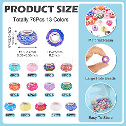 72Pcs 12 Colors Opaque Resin European Beads&nbsp;RESI-TA0004-39