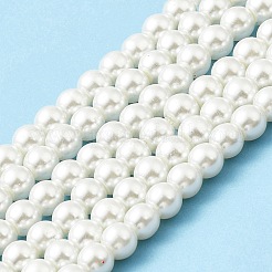 10 Strands Baking Paint Pearlized Glass Pearl Round Bead Strands&nbsp;HY-SZ0001-02B-03