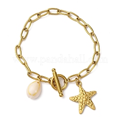 304 Stainless Steel Cable Chain Charm Bracelets&nbsp;BJEW-L708-03G