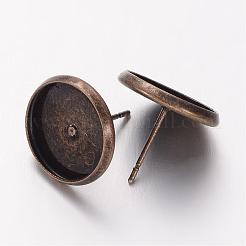 Antique Bronze Plated Brass Ear Stud Bezel Settings&nbsp;X-KK-H720-AB-NR