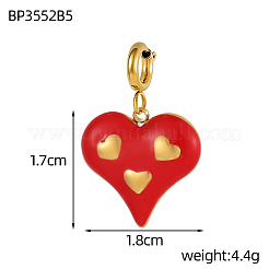 Heart Charms 304 Stainless Steel Enamel Pendants&nbsp;STAS-OY004-09G