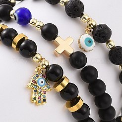 6Pcs 6 Style Natural Mixed Gemstone Beaded Stretch Bracelets Set&nbsp;BJEW-JB09117