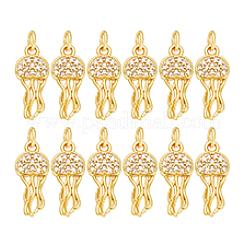 12Pcs Brass Micro Pave Cubic Zirconia Pendants&nbsp;KK-PH0014-34G