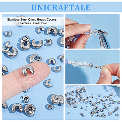 180Pcs 3 Style 304 Stainless Steel Crimp Beads Covers&nbsp;STAS-UN0051-55