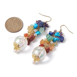 Chakra Natural Gemstone Chip Dangle Earrings&nbsp;EJEW-JE05293