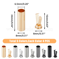 20 Sets 5 Colors Alloy Aglets for Shoelaces&nbsp;DIY-DC0002-18