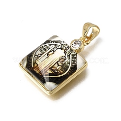 Religion Brass Micro Pave Clear Cubic Zirconia Pendants&nbsp;KK-C262-01G-02