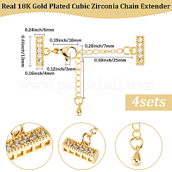 4Pcs Brass Micro Pave Clear Cubic Zirconia Chain Extender&nbsp;KK-BBC0022-80