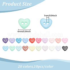200Pcs 20 Colors Resin Buttons&nbsp;BUTT-AN0001-05