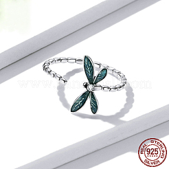 Dragonfly 925 Sterling Silver Enamel Micro Pave Clear Cubic Zirconia Cuff Rings for Women&nbsp;FS-WG14241-01