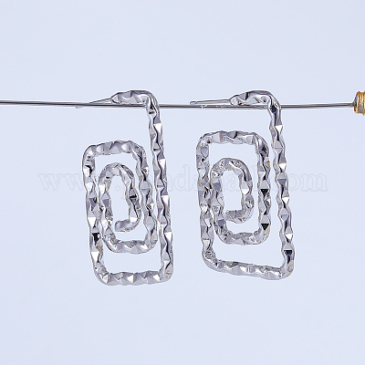 Spiral Rectangle Brass Stud Earrings&nbsp;CX5883-1