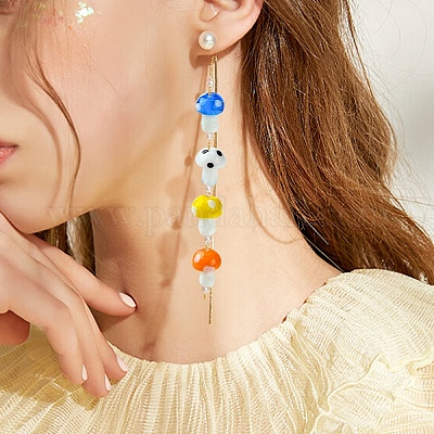 20Pcs 5 Colors Mushroom Handmade Lampwork Beads Strands&nbsp;LAMP-YW0001-23-1