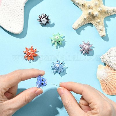 6Pcs 6 Colors Handmade Bumpy Lampwork Beads Strands&nbsp;LAMP-FS0001-54-1