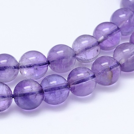 Natural Amethyst Round Bead Strands&nbsp;G-M212-4mm-02A-1