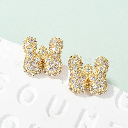 Brass Micro Pave Cubic Zirconia Stud Earrings EJEW-Z091-04G-W-1