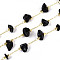 Brass Cable Chains, with Natural Black Agate, Soldered, with Spool, Long-Lasting Plated, Golden, 1~8x3~17x1~8mm, about 32.81 Feet(10m)/Roll