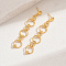 Elegant and Versatile Brass Dangle Stud Earrings, Ring Chain Charm, Real 18K Gold Plated, 60x10mm