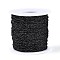 100M Segment Dyed Round Polyester Braided Cords, with PET Plastic Metallic Thread, for Jewelry Making, Black, 1mm, about 109.36 Yards(100m)/Roll