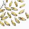Sew on Rhinestone, Multi-strand Links, Glass Rhinestone, with Platinum Tone Brass Prong Settings, Garments Accessories, Faceted, Horse Eye, Champagne Yellow, 14.5x4x4mm, Hole: 0.8~1mm