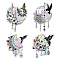 4Pcs 4 Patterns PVC Colored Laser Stained Window Film Adhesive Static Stickers, Electrostatic Window Stickers, Hummingbird Pattern, 200x150mm, 1pc/pattern