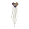 Brass Rhinestone Pendants, Cadmium Free & Lead Free, Heart Tassel, Colorful, 78x18.5x2mm, Hole: 1.6mm