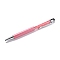 Silicone & Plastic Touch Screen Pen, Aluminum Ball Pen, with Transparent Resin Diamond Shape Beads, Light Coral, 146x13x10mm