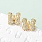 Brass Micro Pave Cubic Zirconia Stud Earrings, Pave Cluster Earring, Rack Plating, Long-Lasting Plated, Real 18K Gold Plated, Letter W, 13.5x14mm