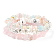 Chips Natural Rose Quartz & Morganite & Howlite Beaded Stretch Bracelets Sets&nbsp;BJEW-JB05332-04-2