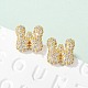Brass Micro Pave Cubic Zirconia Stud Earrings&nbsp;EJEW-Z091-04G-W-1