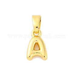 Rack Plating Brass Charms, Golden, Long-Lasting Plated, Cadmium Free & Lead Free, Letter A, 10x6x2mm, Hole: 5x2.5mm
