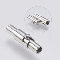 Tarnish Resistant 304 Stainless Steel Magnetic Clasps, Column, Stainless Steel Color, 15x4x4.5mm, Hole: 2mm