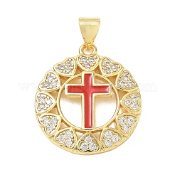Religion Cross Brass Micro Pave Clear Cubic Zirconia Pendants&nbsp;CU-CBA83A6-03C-G