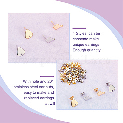 64Pcs 4 Sryle 201 Stainless Steel Stud Earring Findings&nbsp;STAS-DC0011-34