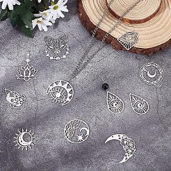 20Pcs 10 Style 201 Stainless Steel Pendants&nbsp;STAS-SC0004-38