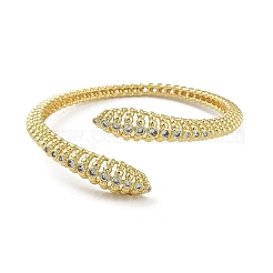 Hollow Snake Brass Micro Pave Cubic Zirconia Cuff Bangles&nbsp;BJEW-D039-05G
